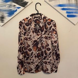 Satin regular shirt in animal rock print